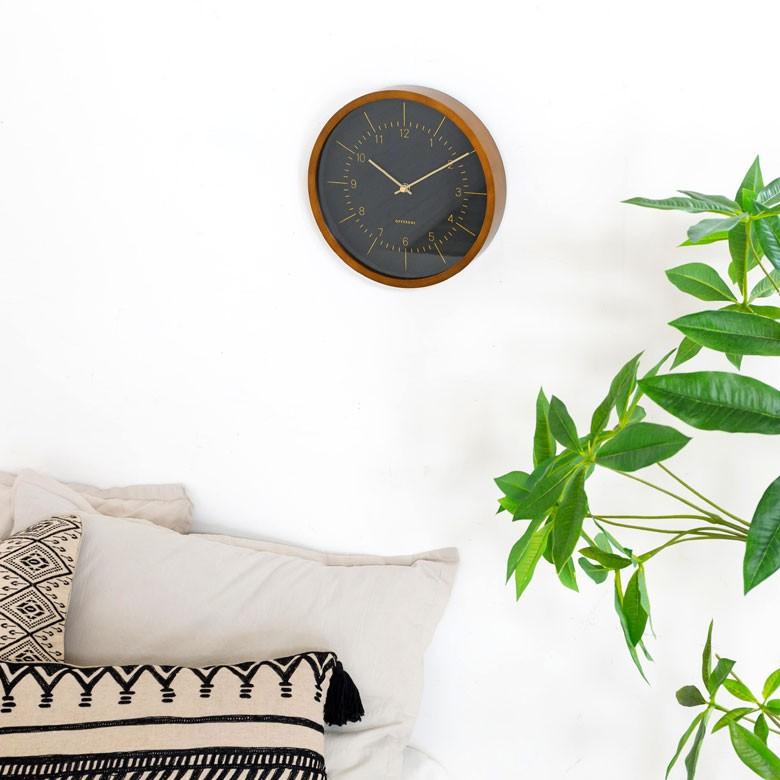 時計 壁掛け時計 丸型 直径25cm 木 合皮 ガラス 電波時計 ステップムーブメント ウッド ウッドフレーム おしゃれ レザー調 アンティーク調 クラシカル 90275 | INTERFORM | 13