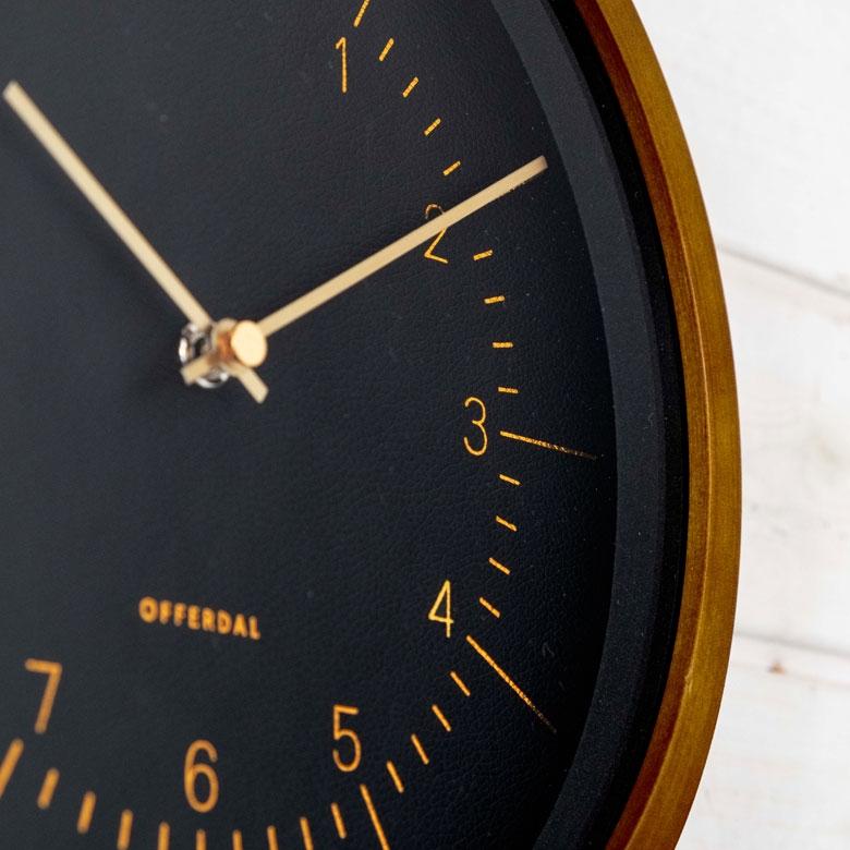 時計 壁掛け時計 丸型 直径25cm 木 合皮 ガラス 電波時計 ステップムーブメント ウッド ウッドフレーム おしゃれ レザー調 アンティーク調 クラシカル 90275 | INTERFORM | 09