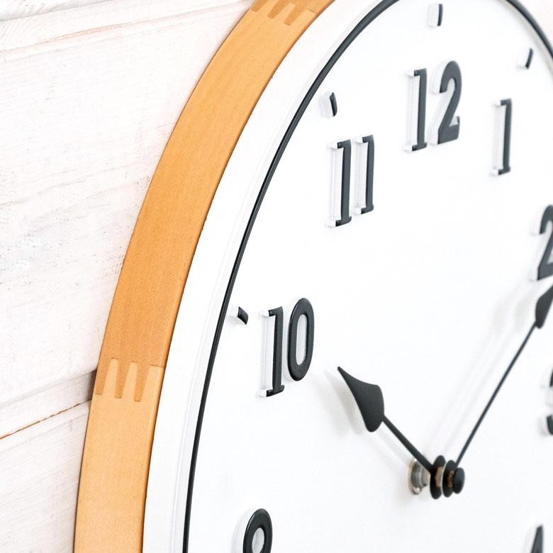 時計 壁掛け時計 丸型 直径30cm 合成樹脂 木 スイープムーブメント ウッド おしゃれ ウッドフレーム 立体文字 ナチュラル 北欧 シンプル かわいい 90276 | INTERFORM | 03