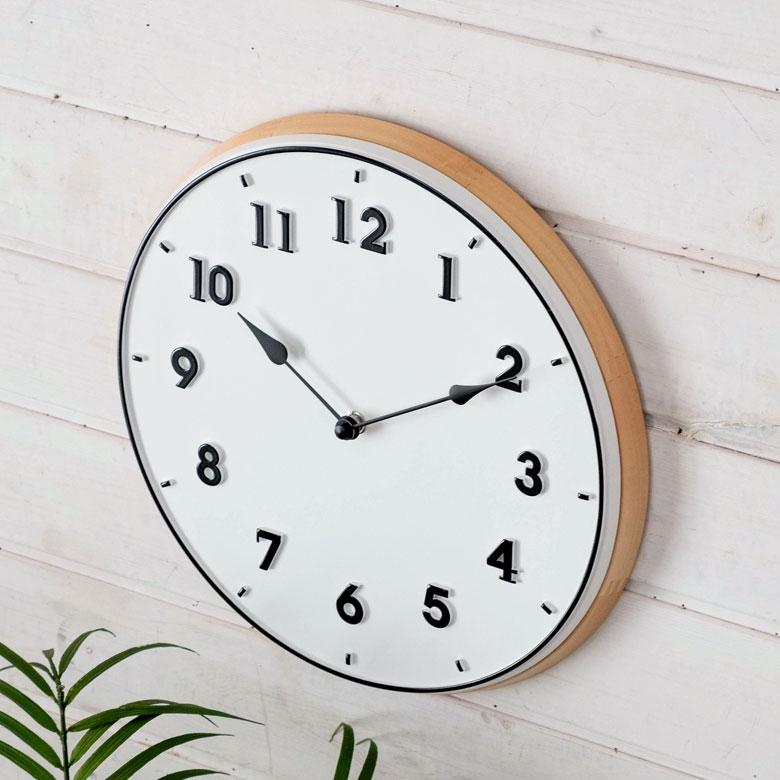 時計 壁掛け時計 丸型 直径30cm 合成樹脂 木 スイープムーブメント ウッド おしゃれ ウッドフレーム 立体文字 ナチュラル 北欧 シンプル かわいい 90276 | INTERFORM | 19