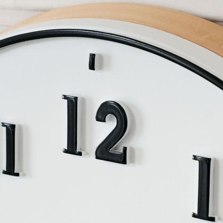 時計 壁掛け時計 丸型 直径30cm 合成樹脂 木 スイープムーブメント ウッド おしゃれ ウッドフレーム 立体文字 ナチュラル 北欧 シンプル かわいい 90276 | INTERFORM | 09