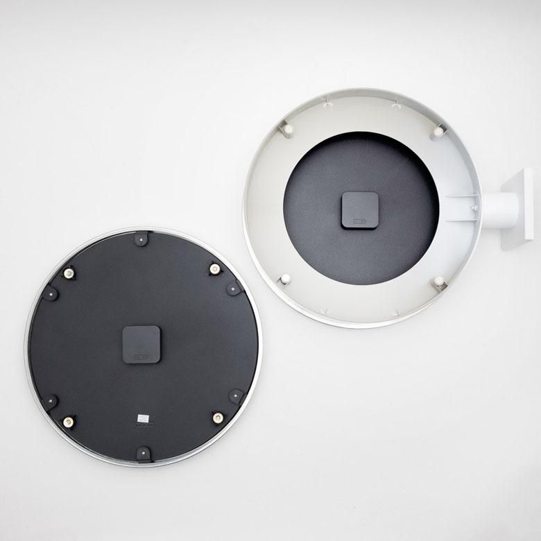 時計 壁掛け時計 丸型 直径38cm アルミ ガラス ダブルフェイス 両面 スイープムーブメント モノトーン シルバー ウッド調 おしゃれ 大きめ ２way 置時計 90277 | ブランド登録なし | 14