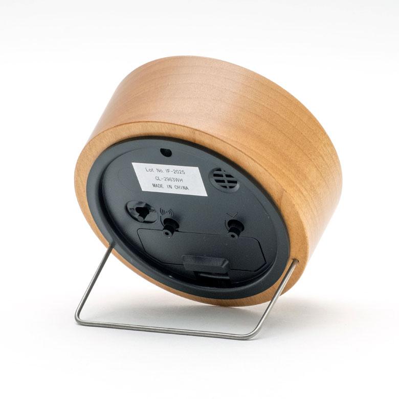 時計 置時計 丸型 直径10cm 木 ガラス ブルー ネイビー ホワイト スタンド付 目覚まし時計 スイープムーブメント ウッド おしゃれ フレーム ナチュラル 90278 | INTERFORM | 15