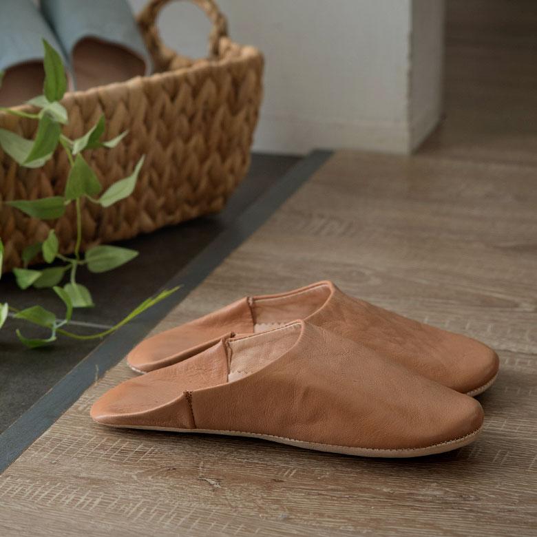 スリッパ バブーシュ 無地 革 レザー ルームシューズ 皮革 シープスキン モロッカン おしゃれ ギフト プレゼント 90280 | ブランド登録なし | 21