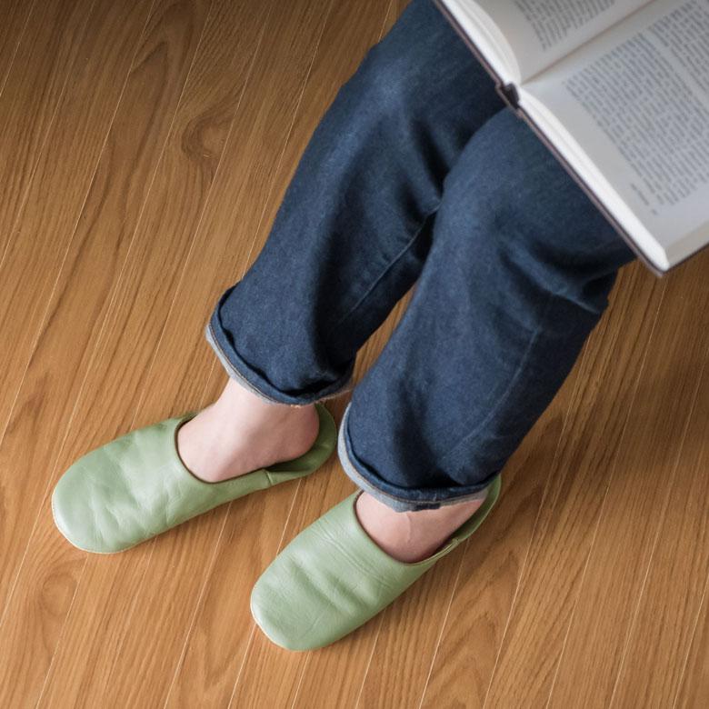 スリッパ バブーシュ 無地 革 レザー ルームシューズ 皮革 シープスキン モロッカン おしゃれ ギフト プレゼント 90280 | ブランド登録なし | 25