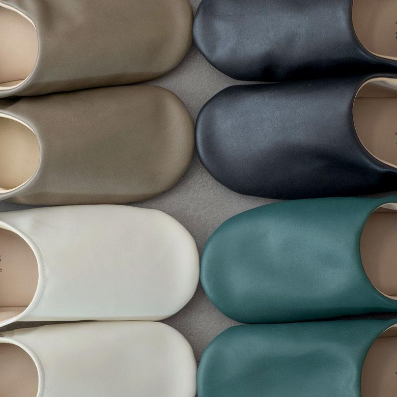 バブーシュ 無地 レディース ソフトレザー スリッパ ルームシューズ レザー調 合成皮革 2way おしゃれ シンプル グレイッシュカラー モノトーン 90289 | 現代百貨 | 21