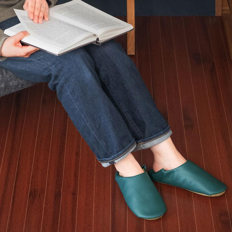 バブーシュ 無地 レディース ソフトレザー スリッパ ルームシューズ レザー調 合成皮革 2way おしゃれ シンプル グレイッシュカラー モノトーン 90289 | 現代百貨 | 10