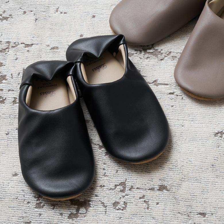 バブーシュ 無地 メンズ ソフトレザー スリッパ ルームシューズ レザー調 おしゃれ シンプル 玄関 リビング 寝室 携帯用 室内履き 来客用 北欧 西海岸 90290 | 現代百貨 | 07