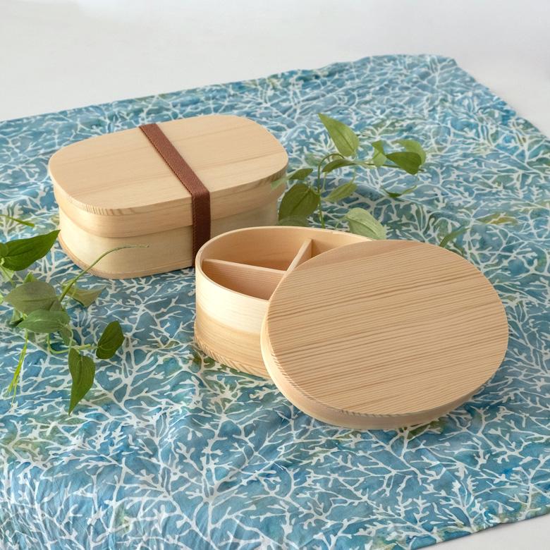 ランチボックス お弁当箱 わっぱ 楕円 四角 木製 無地 720ml 天然木 白木 小判型 くつわ型 仕切り付き ゴムバンド付き 90293 | ブランド登録なし | 14