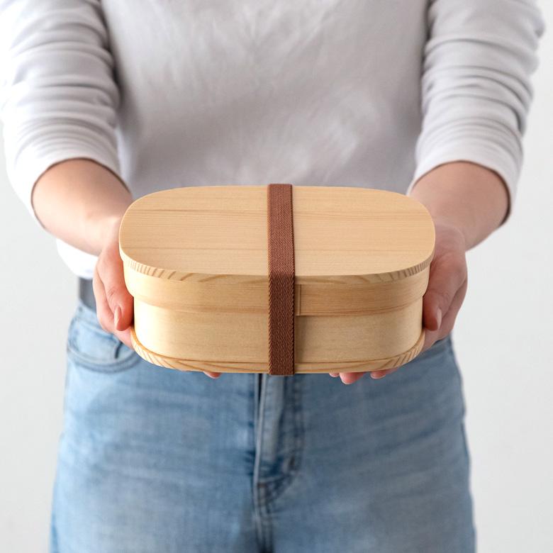 ランチボックス お弁当箱 わっぱ 楕円 四角 木製 無地 720ml 天然木 白木 小判型 くつわ型 仕切り付き ゴムバンド付き 90293 | ブランド登録なし | 17