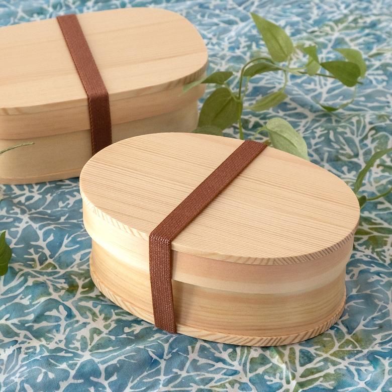 ランチボックス お弁当箱 わっぱ 楕円 四角 木製 無地 720ml 天然木 白木 小判型 くつわ型 仕切り付き ゴムバンド付き 90293 | ブランド登録なし | 19