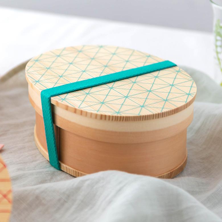 ランチボックス お弁当箱 わっぱ 楕円 木製 格子柄 720ml 天然木 白木 小判型 柄付き 仕切り付き ゴムバンド付き 90294 | ブランド登録なし | 10