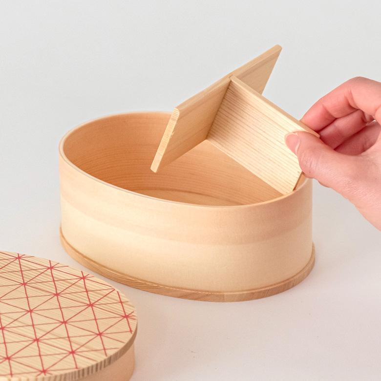 ランチボックス お弁当箱 わっぱ 楕円 木製 格子柄 720ml 天然木 白木 小判型 柄付き 仕切り付き ゴムバンド付き 90294 | ブランド登録なし | 11