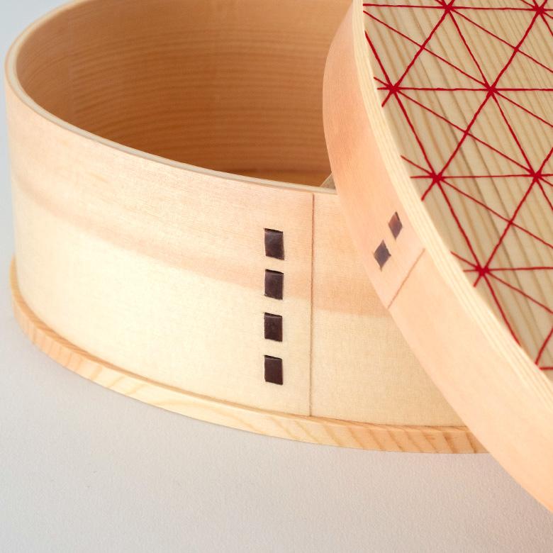 ランチボックス お弁当箱 わっぱ 楕円 木製 格子柄 720ml 天然木 白木 小判型 柄付き 仕切り付き ゴムバンド付き 90294 | ブランド登録なし | 12