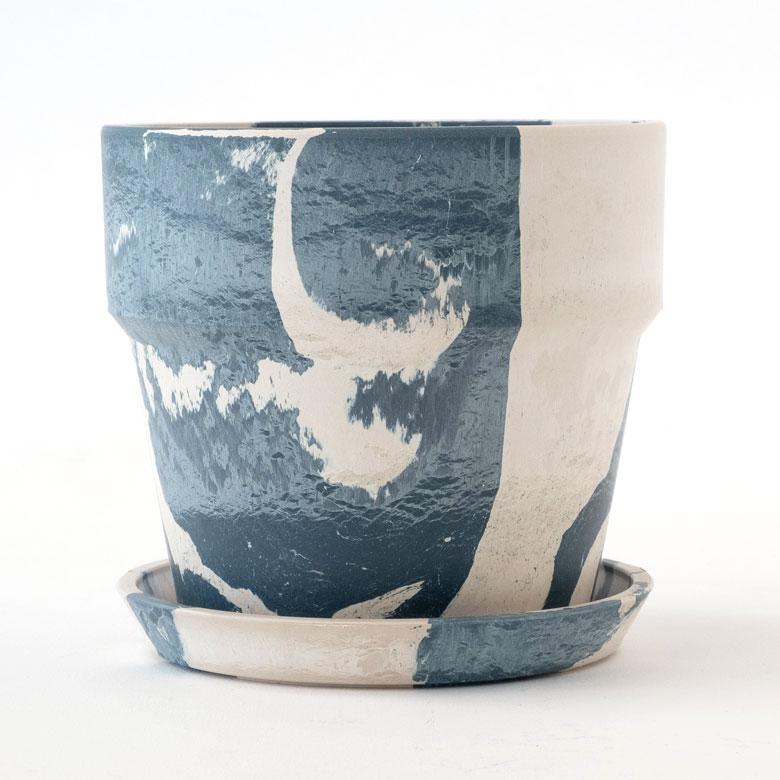 植木鉢 プランツポット 4号鉢 プラスチック マーブル模様 受け皿付き 底穴あり 直径13.5cm 大理石模様 プランターカバー ガーデニング 90306 | ブランド登録なし | 11