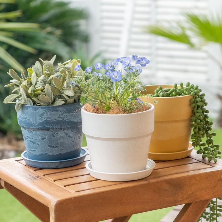 植木鉢 プランツポット 4号鉢 プラスチック 無地 受け皿付き 底穴あり 直径13.5cm 鉢 プランターカバー ガーデニング 90308 | ブランド登録なし | 20