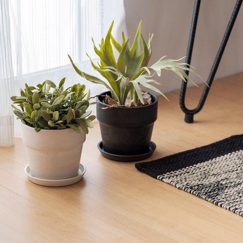 植木鉢 プランツポット 4号鉢 プラスチック 無地 受け皿付き 底穴あり 直径13.5cm 鉢 プランターカバー ガーデニング 90308 | ブランド登録なし | 09