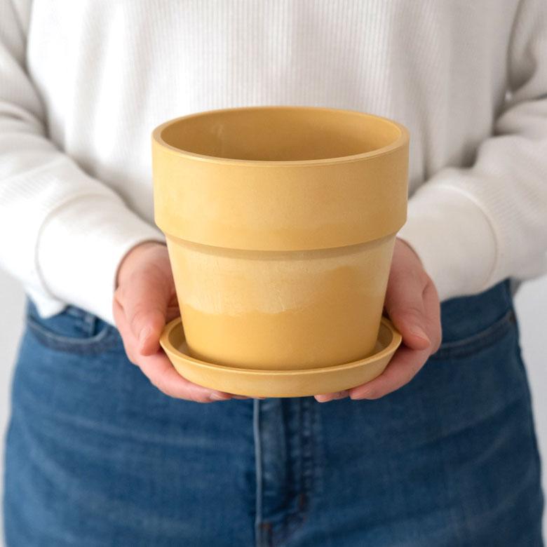 植木鉢 プランツポット 4号鉢 プラスチック 無地 受け皿付き 底