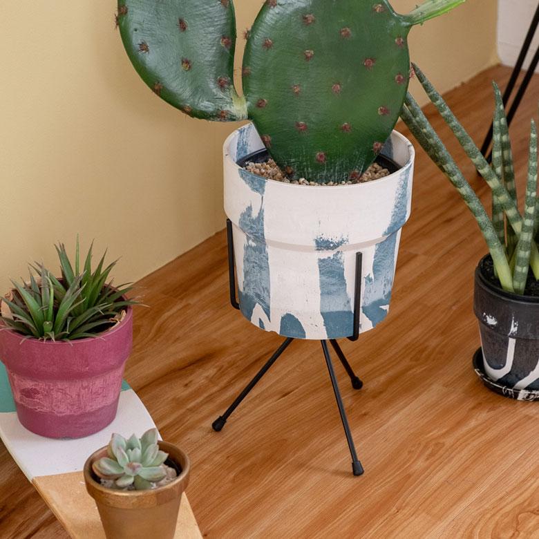 プランタースタンド アイアン スチール 直径17.5cm H25cm ブラック グレー 植木鉢スタンド 5号鉢 フラワースタンド 3本脚 90309 | ブランド登録なし | 12