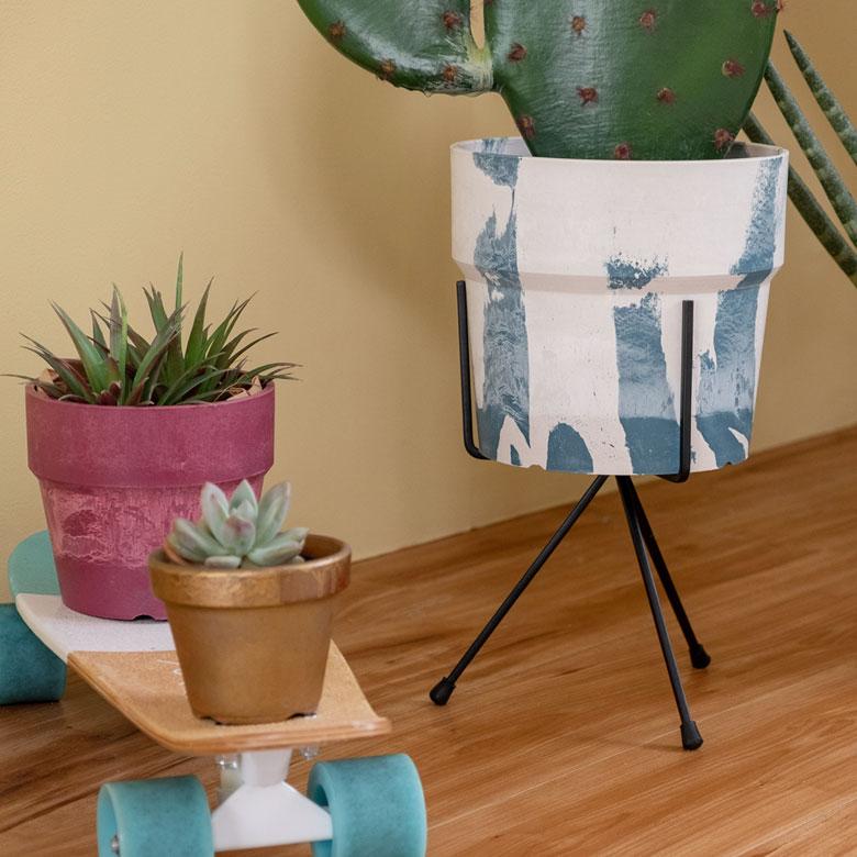 プランタースタンド アイアン スチール 直径17.5cm H25cm ブラック グレー 植木鉢スタンド 5号鉢 フラワースタンド 3本脚 90309 | ブランド登録なし | 04