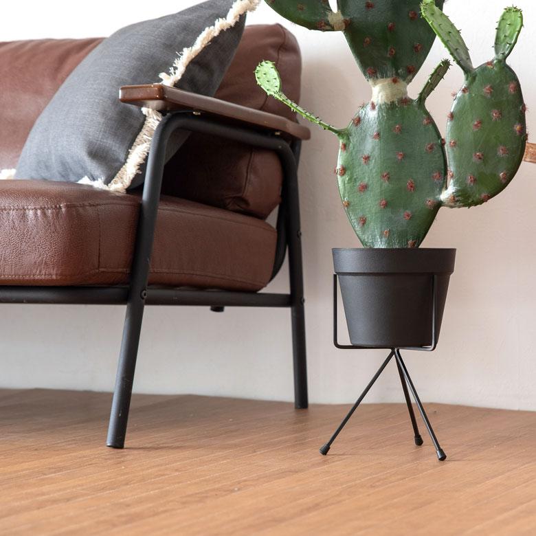 プランタースタンド アイアン スチール 直径17.5cm H25cm ブラック グレー 植木鉢スタンド 5号鉢 フラワースタンド 3本脚 90309 | ブランド登録なし | 10