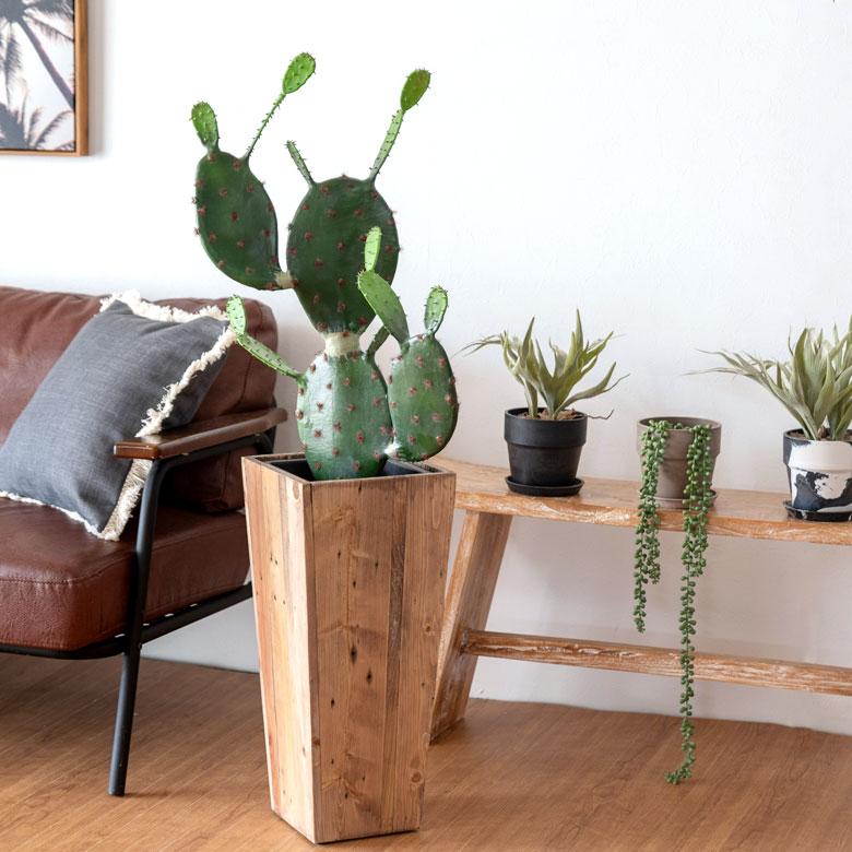 フェイクグリーン 造花 サボテン 鉢植え 6号鉢 H72cm グリーン