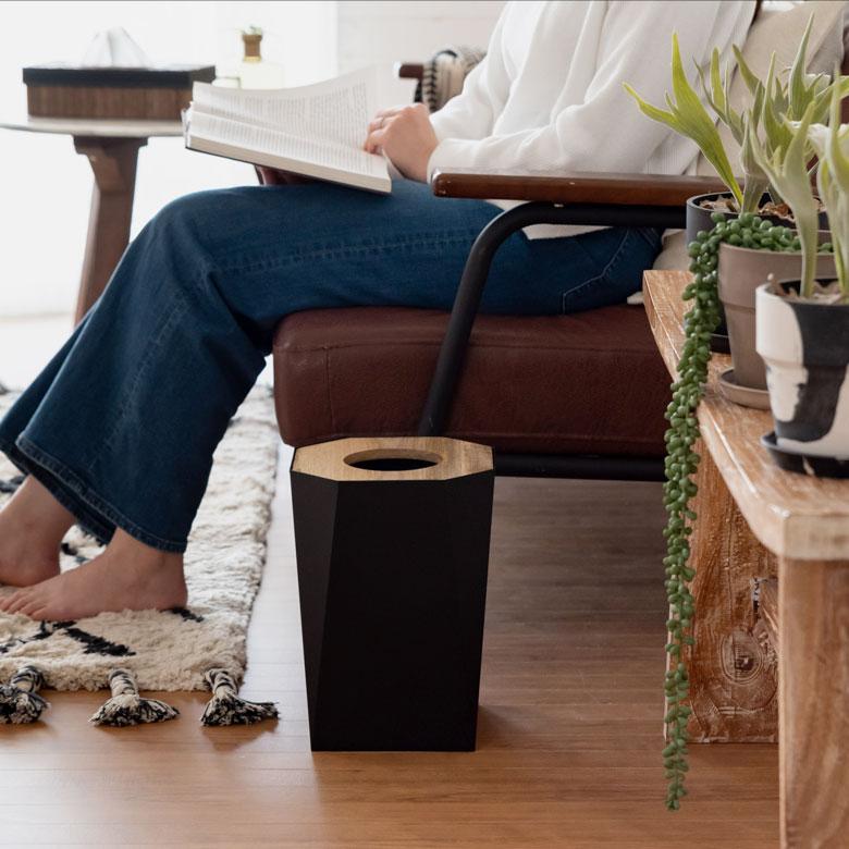 ゴミ箱 ダストボックス アイアン ウッド 蓋つき ブラック ごみ箱 7.5リットル スクエア 四角 8角形 天然木 スチール おしゃれ シンプル モダン 幾何学模様 90312 | ブランド登録なし | 16