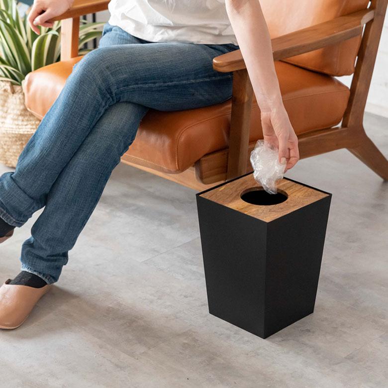 ダストボックス　ゴミ箱　業務用　大型　アイアン　ウッド ゴミ箱 ダストボックス アイアン ウッド 蓋つき ブラック ごみ箱 7.5