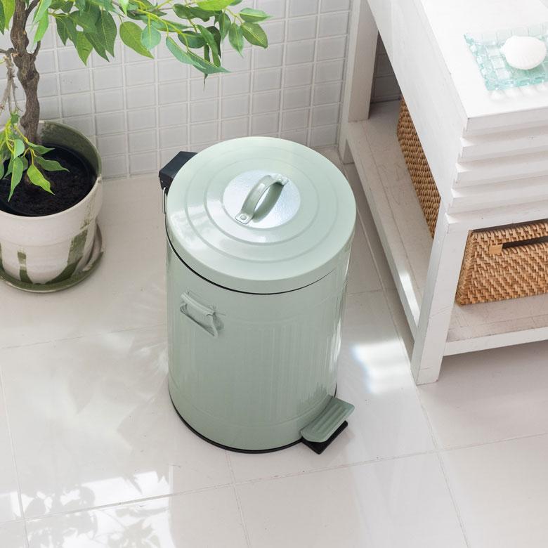 ゴミ箱 ダストボックス ブリキ ラウンド ペダル付き 蓋つき ごみ箱 12リットル 筒形 円筒 ドラム バケツ付き おしゃれ 無地 レトロ キッチン 90313 | ブランド登録なし | 10