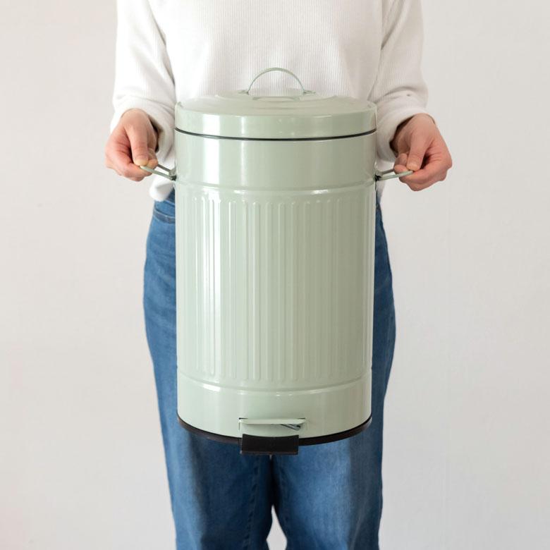 ゴミ箱 ダストボックス ブリキ ラウンド ペダル付き 蓋つき ごみ箱 12リットル 筒形 円筒 ドラム バケツ付き おしゃれ 無地 レトロ キッチン 90313 | ブランド登録なし | 11