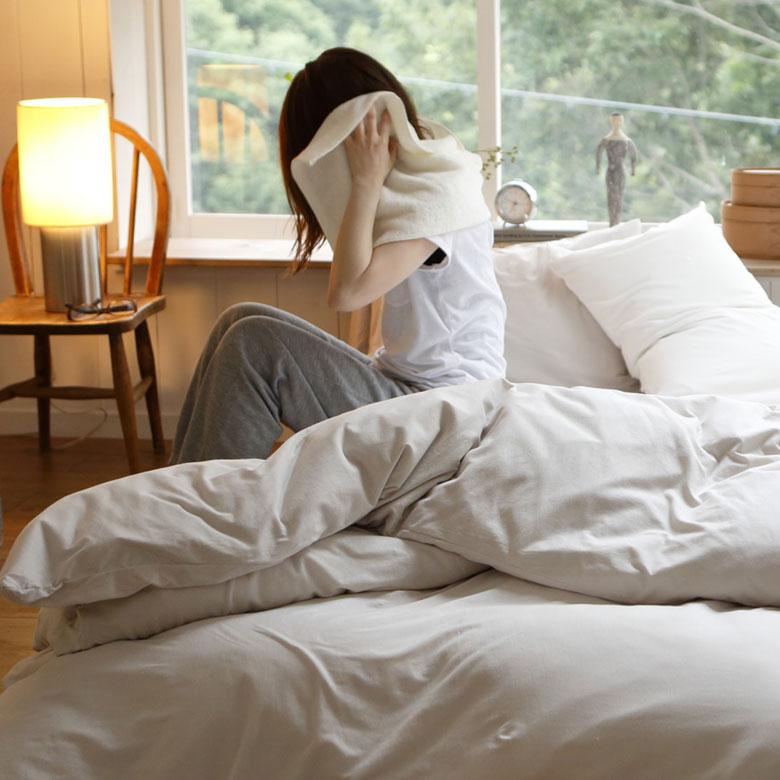 掛け布団カバー コンフォーターカバー ダブル 190×210cm ファスナー式 無地 ベッドリネン 綿100% コットン ストレッチ素材 伸縮 天竺 メリヤス 90318 | ブランド登録なし | 17