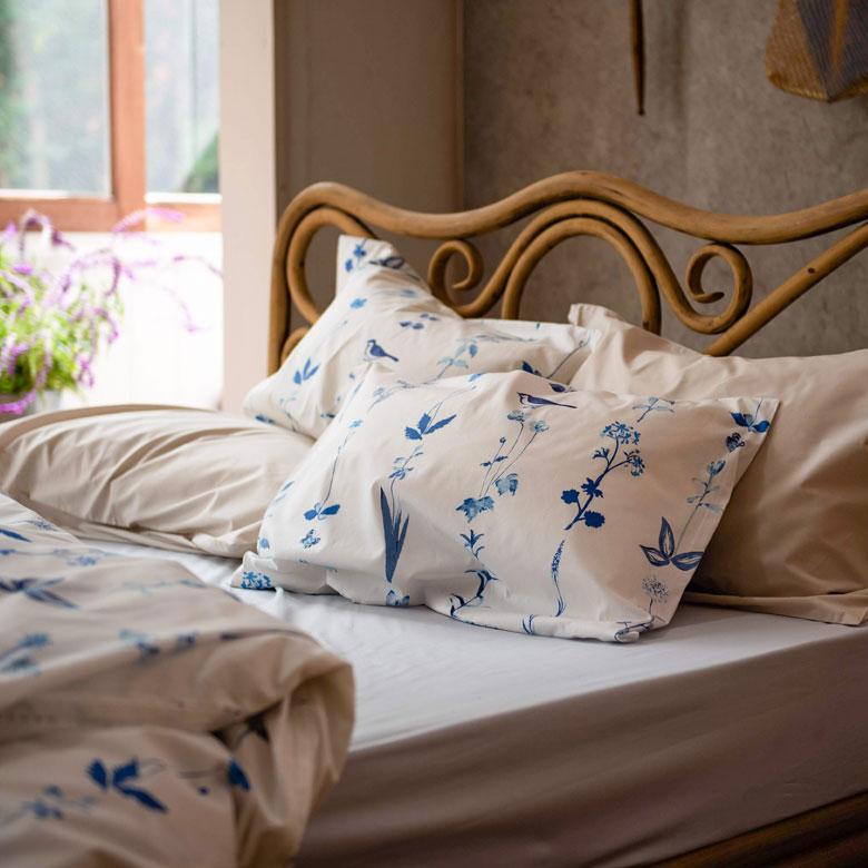 枕カバー ピローケース 綿 合わせ式 50×70 ボタニカル ベッドリネン 枕ケース 綿100% コットン ストライプ ライン 柄 花 フラワー 植物 小鳥 おしゃれ 90323 | ブランド登録なし | 04