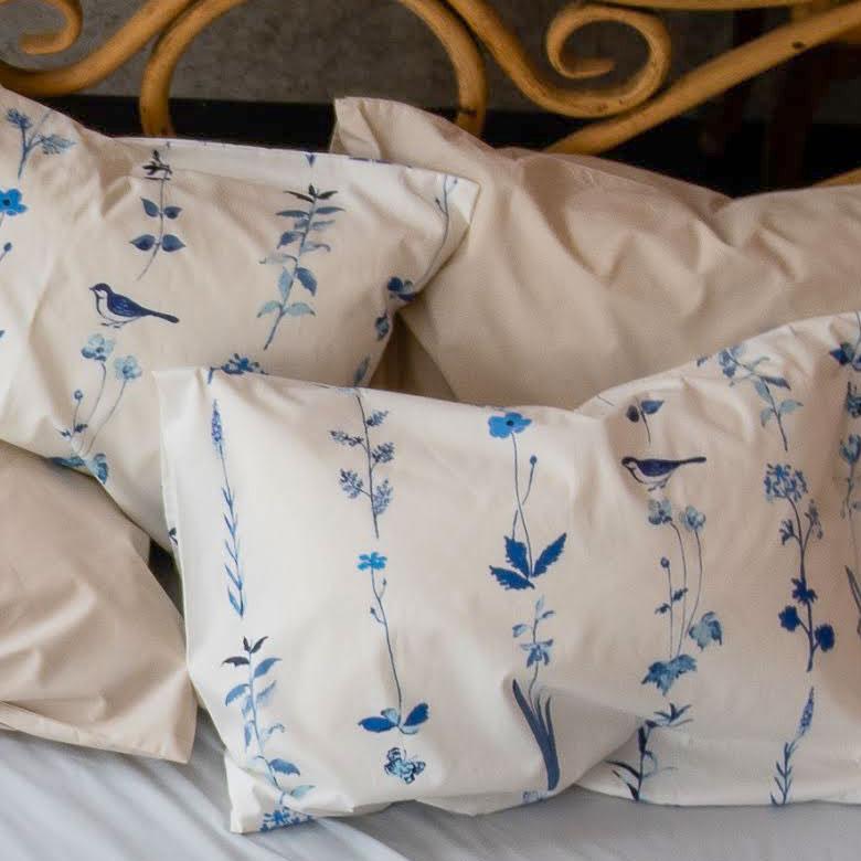 枕カバー ピローケース 綿 合わせ式 50×70 ボタニカル ベッドリネン 枕ケース 綿100% コットン ストライプ ライン 柄 花 フラワー 植物 小鳥 おしゃれ 90323 | ブランド登録なし | 06