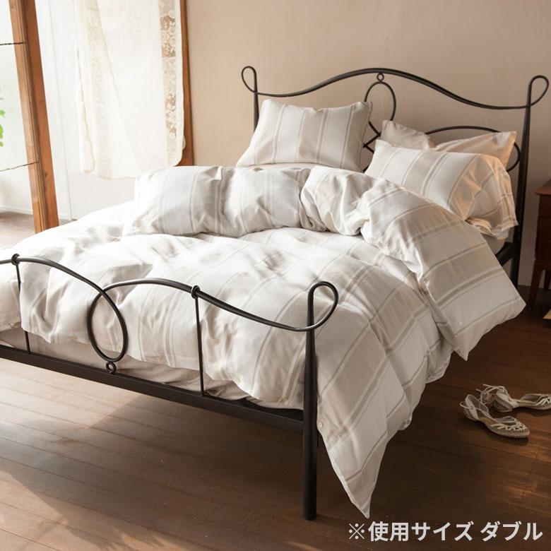 掛け布団カバー コンフォーターカバー シングル 150×210cm 裾ボタン ストライプ ベッドリネン 綿100% 縞模様 シンプル ワッフル織 ハニカム 織柄 90328 | ブランド登録なし | 02