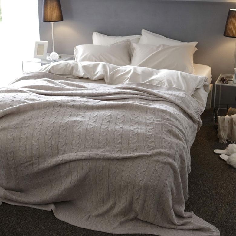 マルチカバー ケーブルニット アクリル 長方形 190×240cm ブランケット ブランケット 大判 大きめ ニット 縄編み ウォッシャブル素材 Fab the Home 90331 | ブランド登録なし | 01