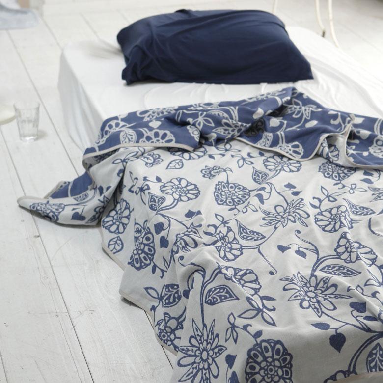 マルチカバー ガーゼケット 綿 140×200cm リバーシブル ブランケット 肌掛け コットン 綿100% ジャガード織 二重織 2重ガーゼ ボタニカル 90332 | ブランド登録なし | 03