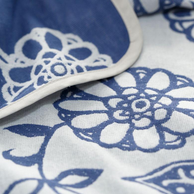 マルチカバー ガーゼケット 綿 140×200cm リバーシブル ブランケット 肌掛け コットン 綿100% ジャガード織 二重織 2重ガーゼ ボタニカル 90332 | ブランド登録なし | 07