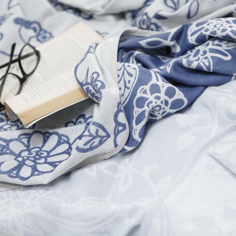 マルチカバー ガーゼケット 綿 140×200cm リバーシブル ブランケット 肌掛け コットン 綿100% ジャガード織 二重織 2重ガーゼ ボタニカル 90332 | ブランド登録なし | 08