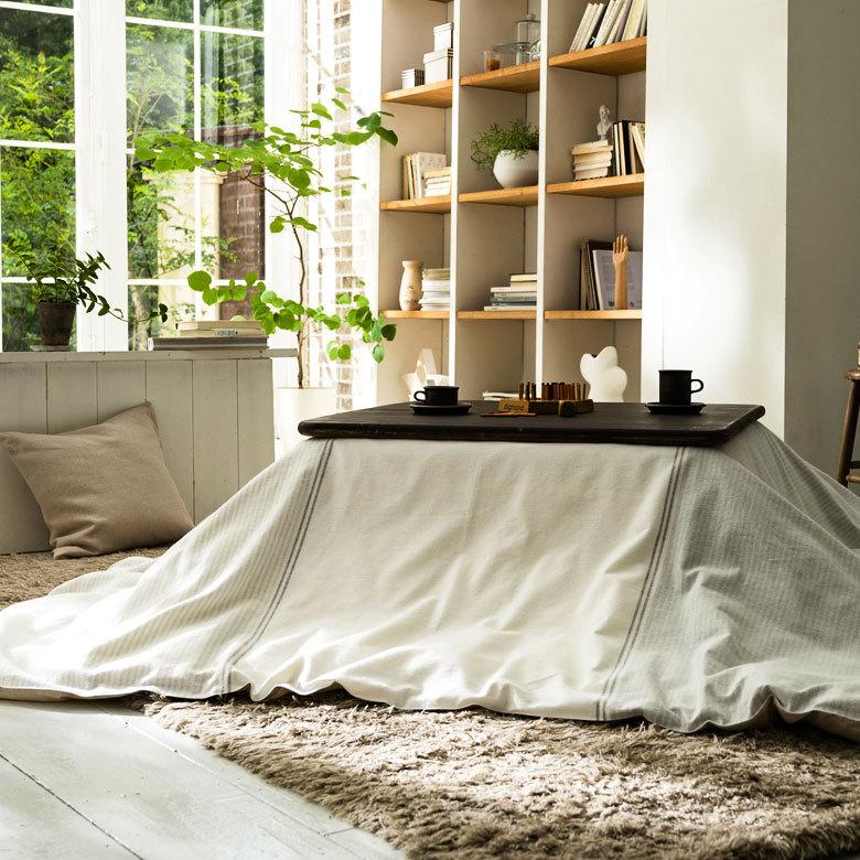 こたつカバー こたつ布団カバー こたつ布団 正方形 約200×200cm ストライプ ホワイト グレー 洗える おしゃれ 掛け布団 北欧 かわいい カジュアル モダン 90337 | ブランド登録なし | 02