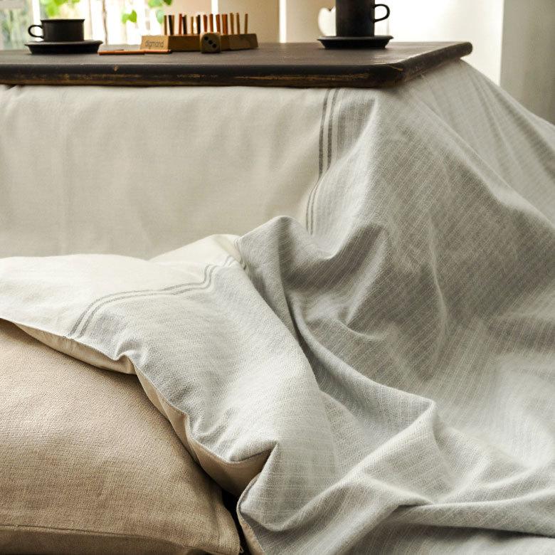 こたつカバー こたつ布団カバー こたつ布団 正方形 約200×200cm ストライプ ホワイト グレー 洗える おしゃれ 掛け布団 北欧 かわいい カジュアル モダン 90337 | ブランド登録なし | 06