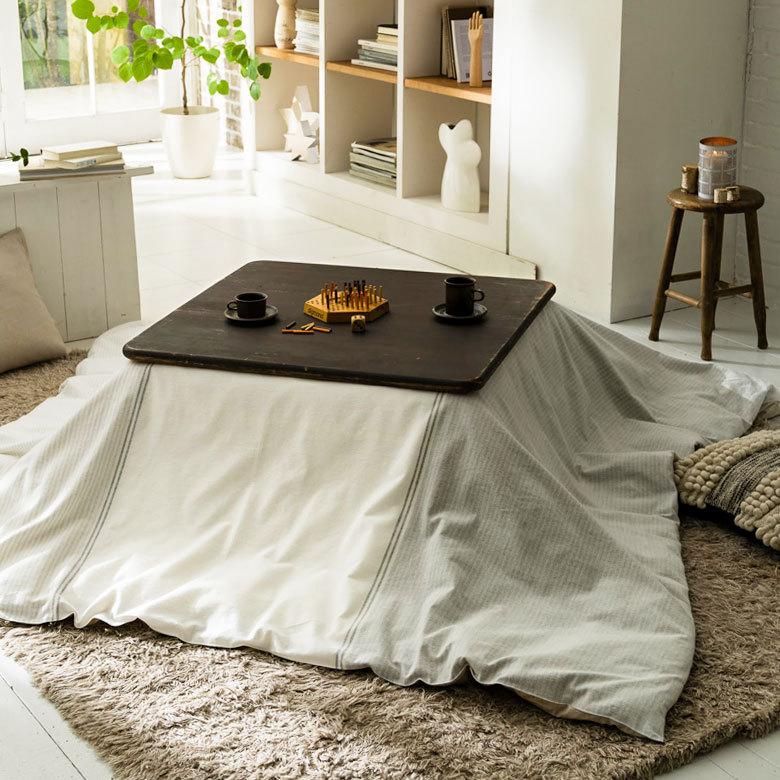 こたつカバー こたつ布団カバー こたつ布団 正方形 約200×200cm ストライプ ホワイト グレー 洗える おしゃれ 掛け布団 北欧 かわいい カジュアル モダン 90337 | ブランド登録なし | 07