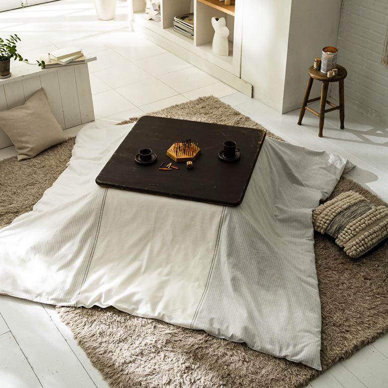 こたつカバー こたつ布団カバー こたつ布団 正方形 約200×200cm ストライプ ホワイト グレー 洗える おしゃれ 掛け布団 北欧 かわいい カジュアル モダン 90337 | ブランド登録なし | 09