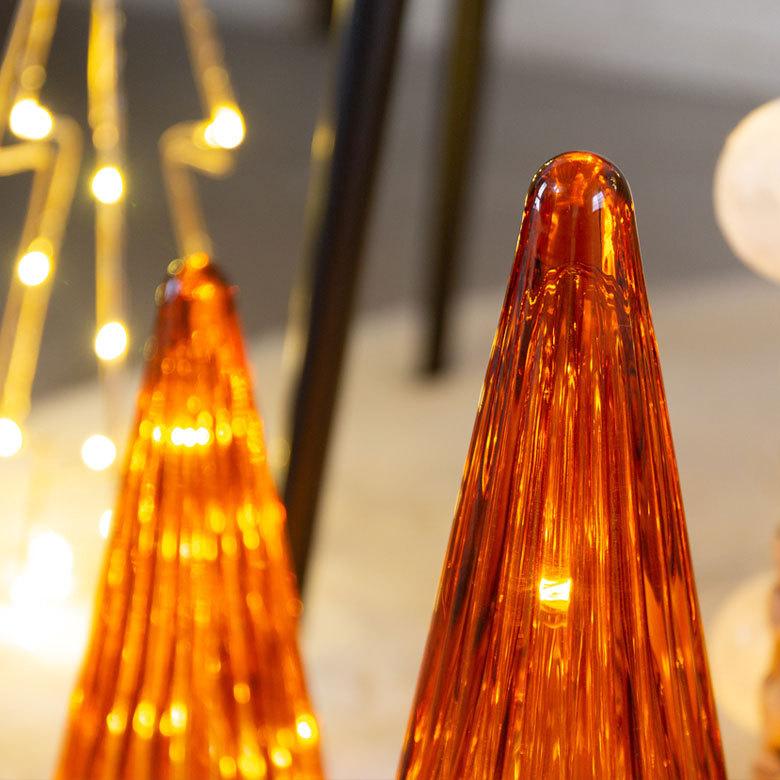 クリスマスツリー 卓上型 飾り 北欧 ガラス LED オブジェ