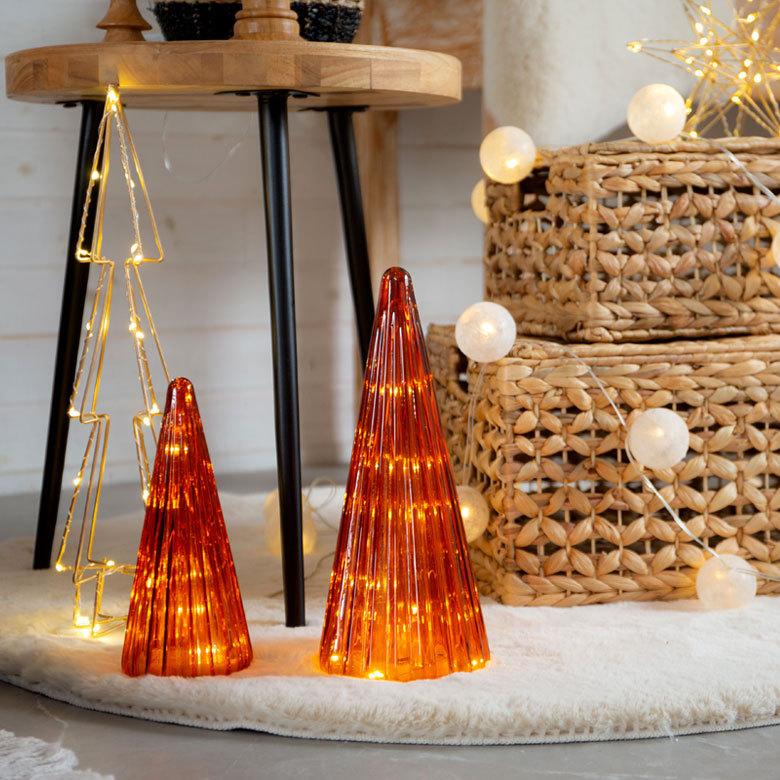 クリスマスツリー 卓上型 飾り 北欧 ガラス LED オブジェ
