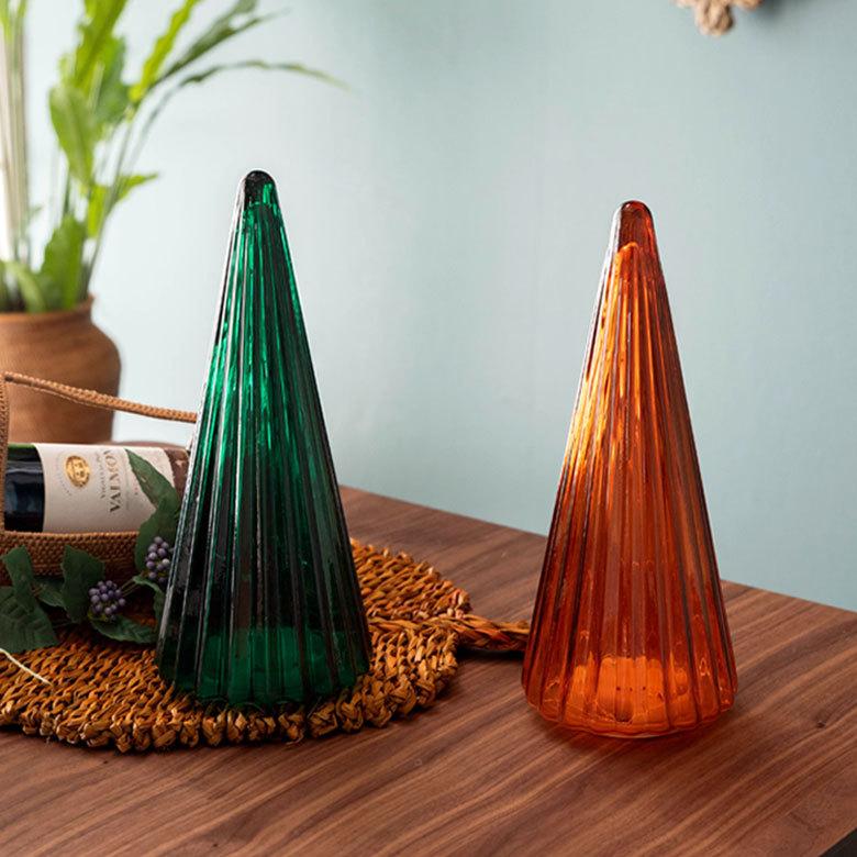 クリスマスツリー 卓上型 飾り 北欧 ガラス LED オブジェ