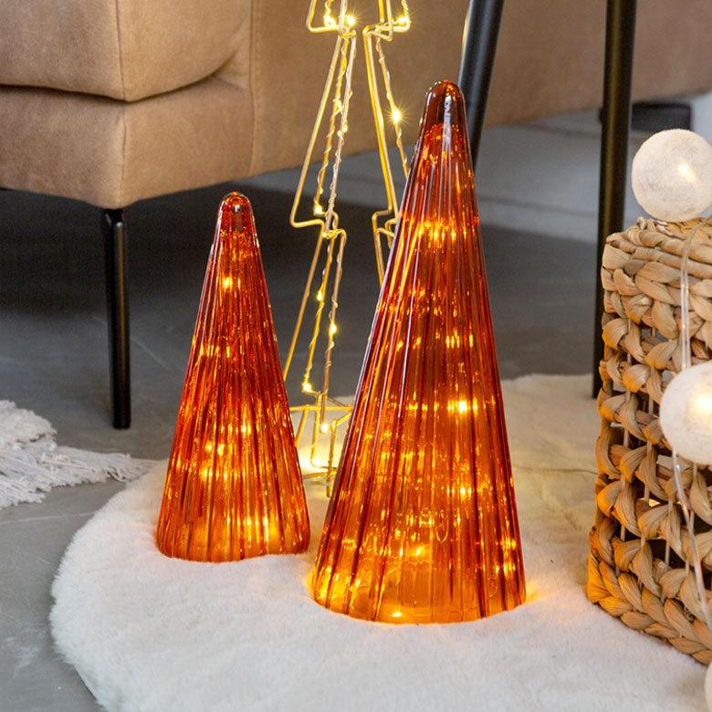 クリスマスツリー 卓上型 飾り 北欧 ガラス LED オブジェ