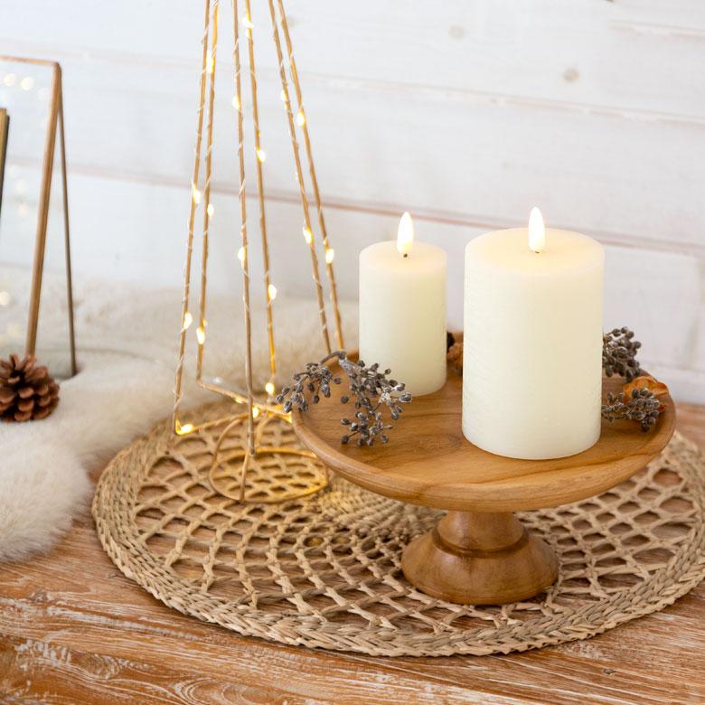 キャンドル型LEDライト ロウ デコレーション クリスマス 置物 電飾 卓上 蝋 ろう オブジェ オフホワイト おしゃれ かわいい イルミネーション インテリア 90351 |  | 01