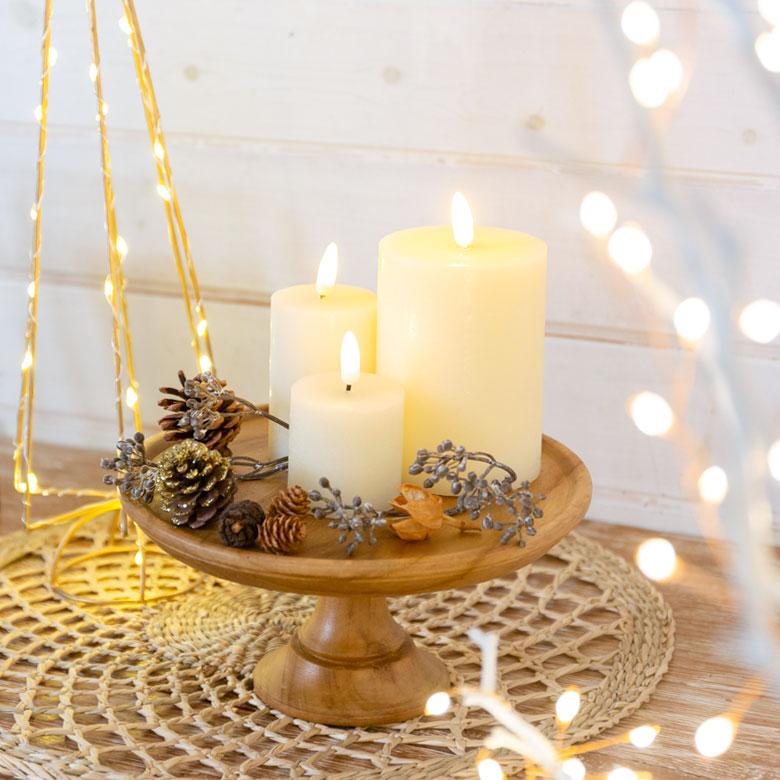 キャンドル型LEDライト ロウ デコレーション クリスマス 置物 電飾 卓上 蝋 ろう オブジェ オフホワイト おしゃれ かわいい イルミネーション インテリア 90351 |  | 03