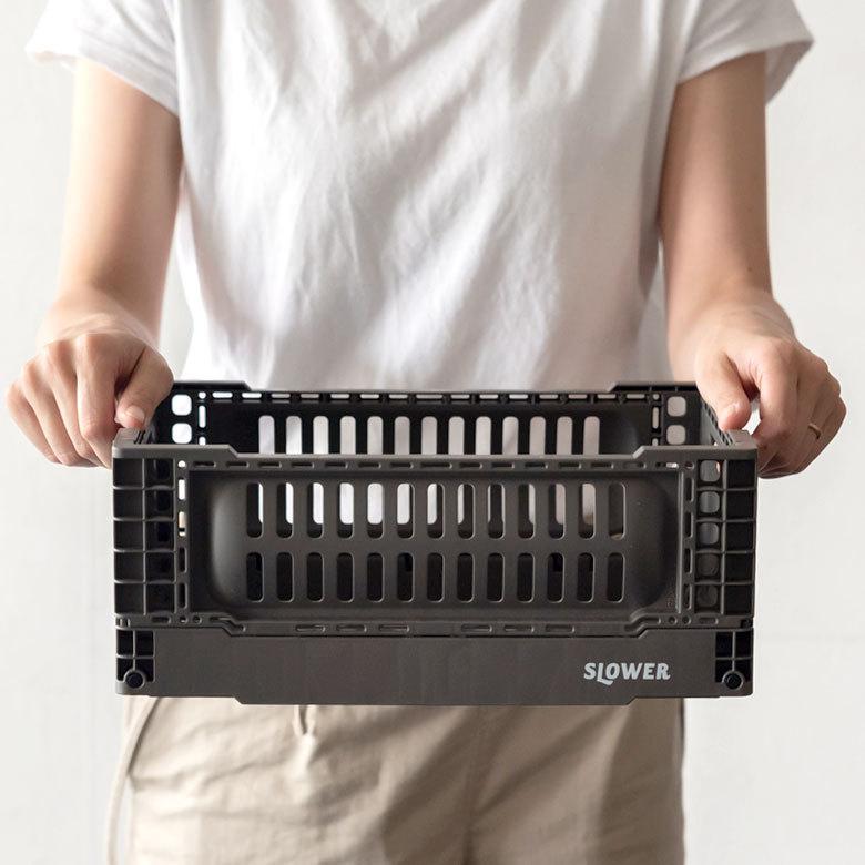 コンテナ ボックス 折り畳み 5L カゴ スタッキング フォールディング アウトドア タグクリップ おしゃれ 黒 アイボリー カーキ コンパクト 収納 小物入れ 90367 | ブランド登録なし | 10