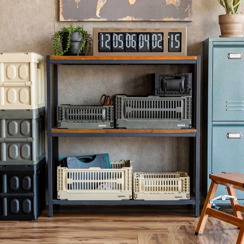 コンテナ ボックス 折り畳み 5L カゴ スタッキング フォールディング アウトドア タグクリップ おしゃれ 黒 アイボリー カーキ コンパクト 収納 小物入れ 90367 | ブランド登録なし | 12